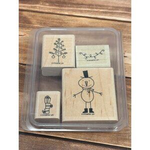 NIP STAMPIN' UP! MR TWIGSTER WOOD MOUNTED RUBBER STAMP SET OF 4 SNOWMAN HOLIDAY